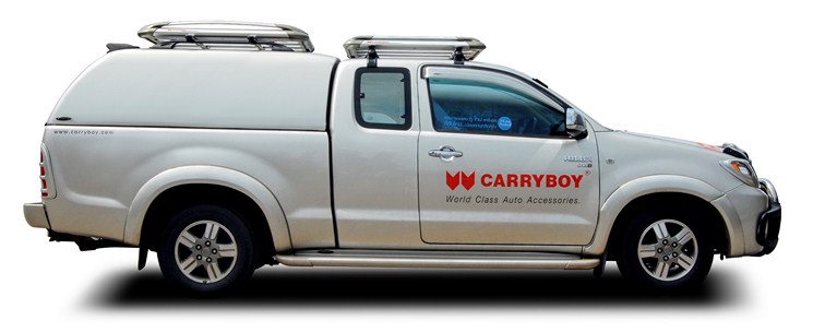 CARRYBOY GFK Hardtop geschlossene Seiten ohne Fenster 560os-TVC Toyota Hilux Vigo Extracab 2005-2015 Wagenfarbe